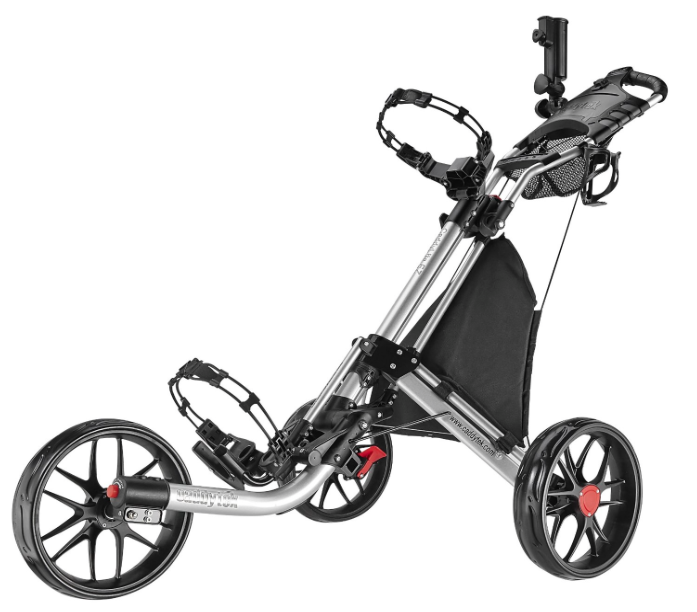 CaddyTek EZ-Fold 3 Wheel Golf Push Cart Silver