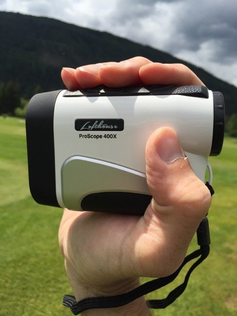 Lofthouse ProScope 400x golf rangefinder with case - in hand