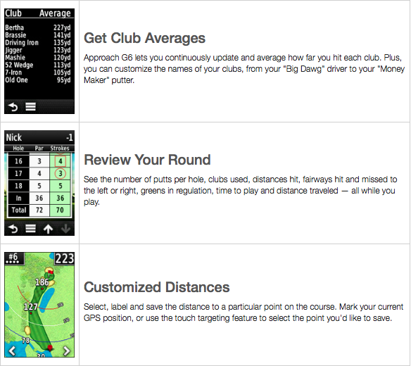 Garmin Approach G6 Golf GPS - features 2