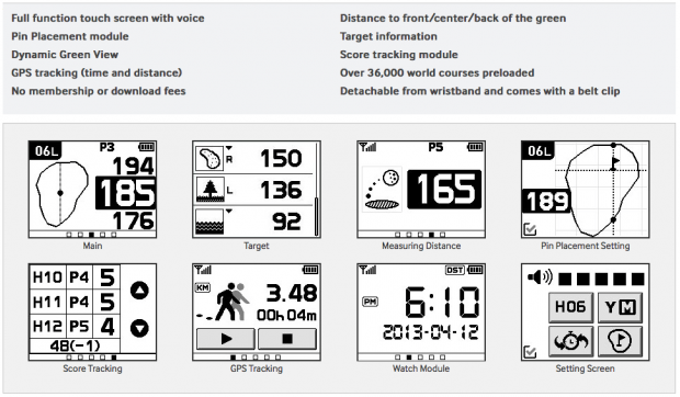 GolfBuddy GB8-VT3-14 Golf GPS Watch - features and specifications