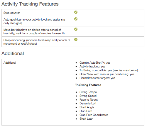 Garmin Approach S20 Golf GPS Watch - specs & features