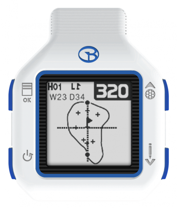 GolfBuddy CT2 Golf GPS Watch - distances to front:center:back of green