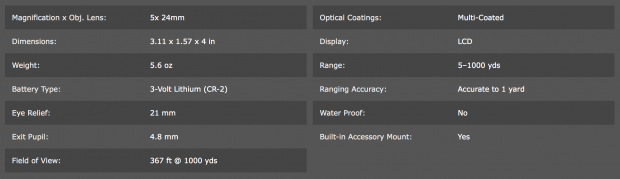 Bushnell Tour V4 Slope Edition - specifications overview