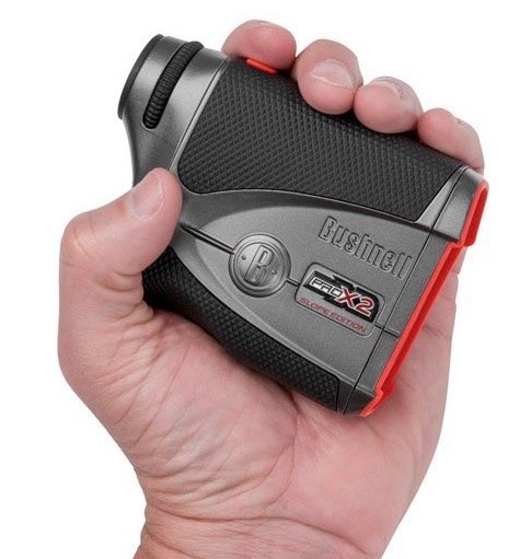 Bushnell Pro X2 Golf Rangefinder - compact in hand